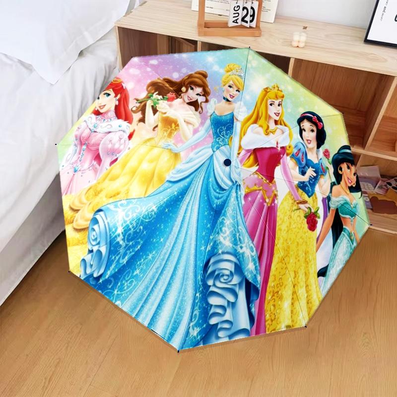 1PC Cartoon Princess Printed Umbrella Folding umbrella, automatic umbrella 8-Frame for Travel, camping Fan gifts Christmas Gifts