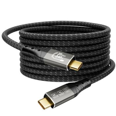 ZIKNYDO 5 м для Поддерживает скорости передачи данных до 240 Вт Видео USB-кабель MacBook iPad и Dell USB-C USB-C Кабель, 20 Гбит/с, Зарядка, 8K@30 Гц,