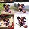 Halloween Acrylic Car Decoration Pendant Cartoon Witch Broom Supplies Interior