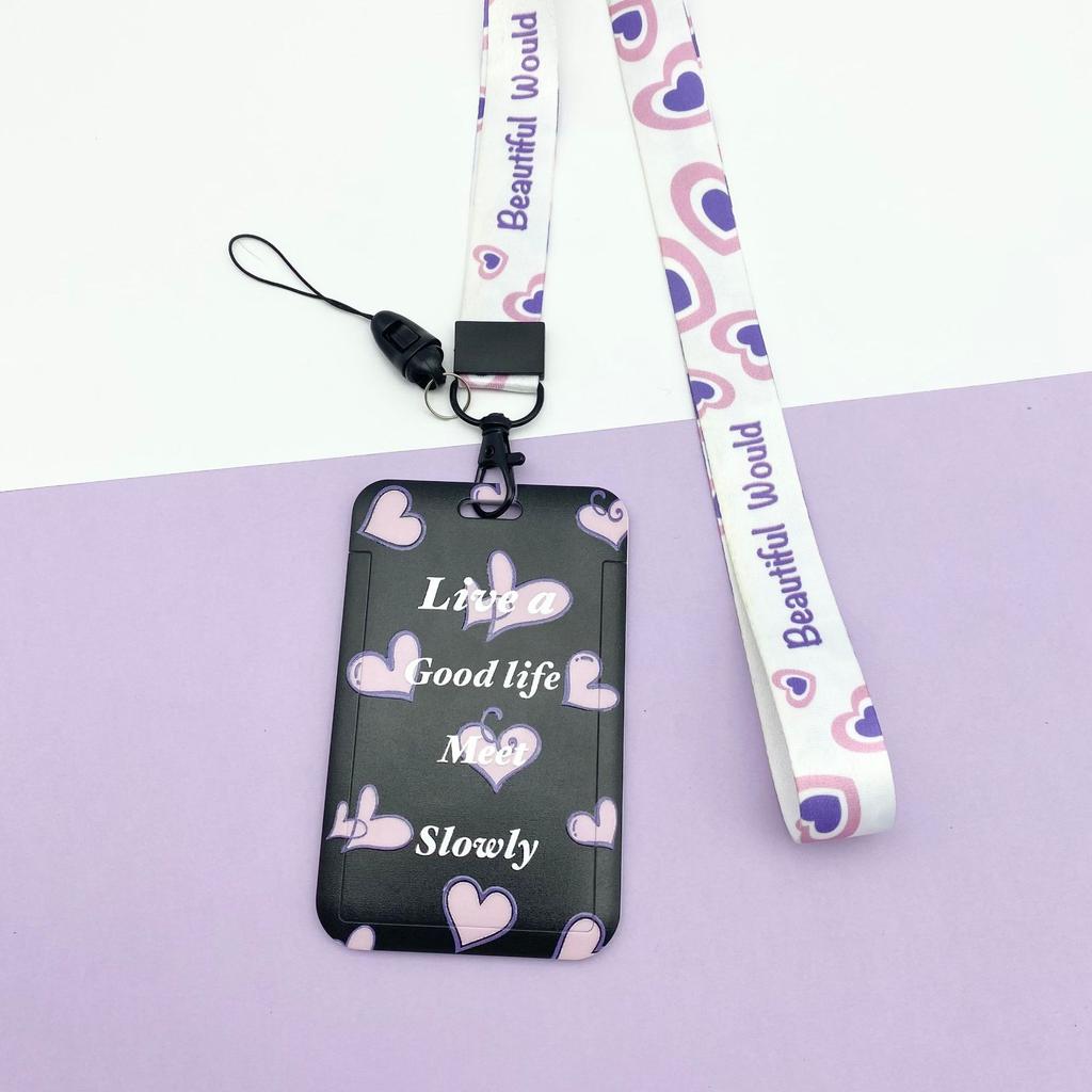 Kawaii Cartoon Slide Case ID Tag Working Permit Cover Sleeve Bear Rabbit Prints Working Permit Name Card Badge Holder