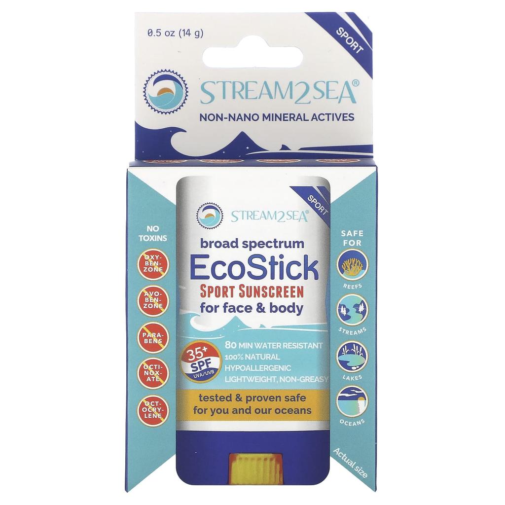 Stream2Sea Солнцезащитный крем Ecostick Sports, SPF 35+, 14 г(0,5 унции)
