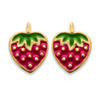 [R7470] - Golden Red 'Strawberry' Gold Plated Earrings - 5x5 Mm