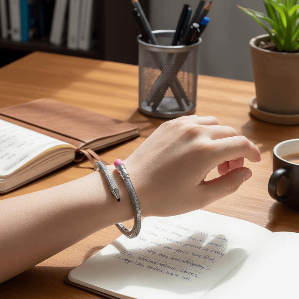 Shiny Glitter Pencil Bangle Trendy Fashion Cuff Bracelet Cute Cross Enamel Bracelet  Daily