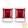 Square Genuine Princess Cut Red Garnet 925 Sterling Silver Stud Earrings for Women Earrings Fashion Jewelry