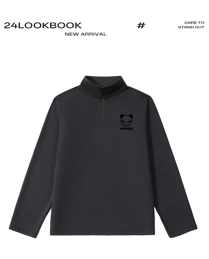 Unisex Fleece Stand-Up Collar Half-Zipper Long-Sleeved T-Shirt
