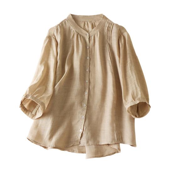 Женская рубашка с воротником-стойкой, коротким рукавом, пуговицами, планкой, рубашка, топы, однотонные