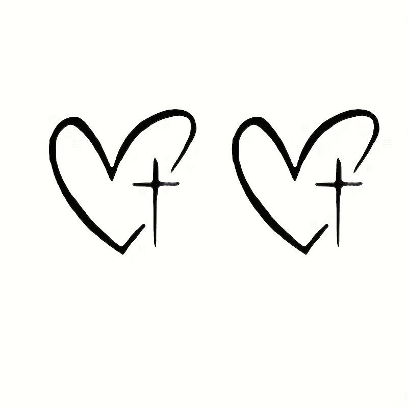 2Pcs/set Of Heart Shape Cross Mirror Stickers, Personalized Creative Decoration