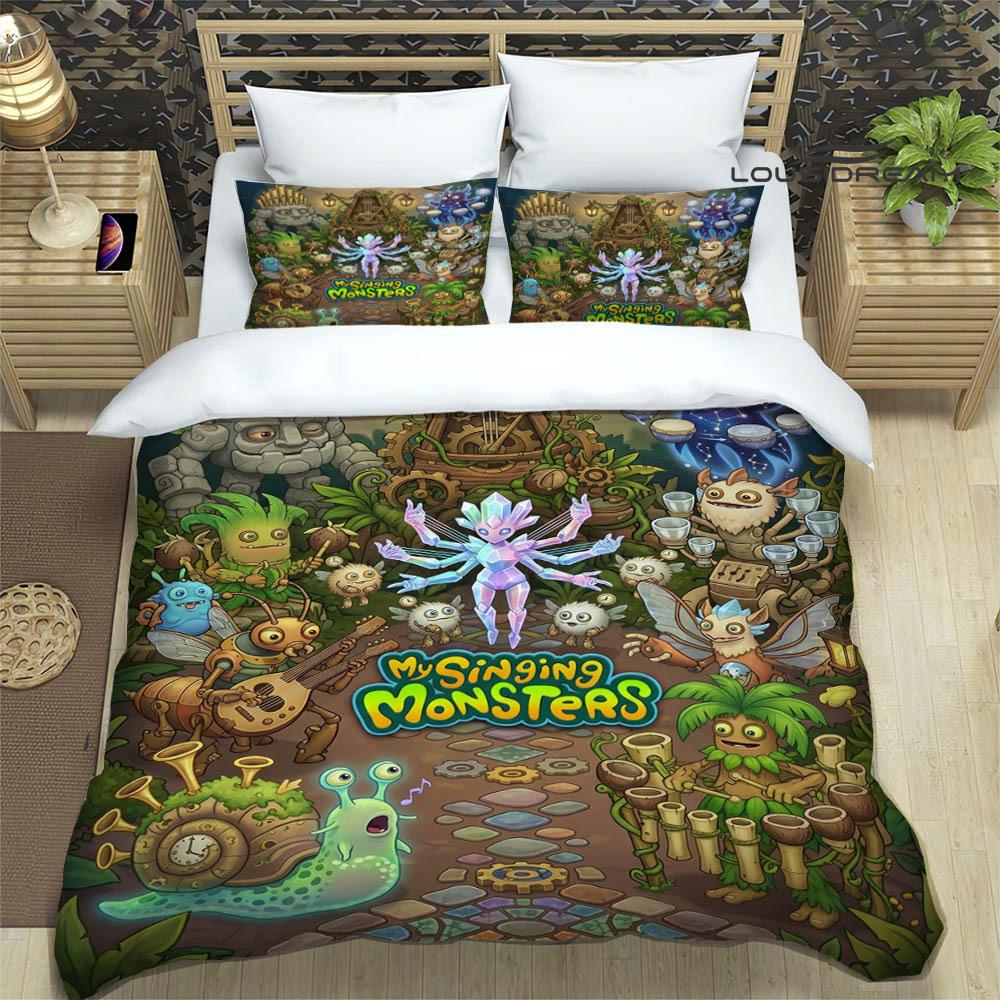 M-My Singing Monsters printed Bedding Sets exquisite bed supplies set duvet cover comforter set bedding set luxury birthday gift