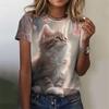 Flower Cat Pattern T-Shirt Women Colorful Animal 3D Printed T Shirts Summer Casual Harajuku Loose Tops Short Sleeves O-Neck Tees