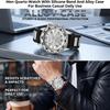 Men Quartz-Watch With Silicone Band And Alloy Case For Business Casual Daily Use
