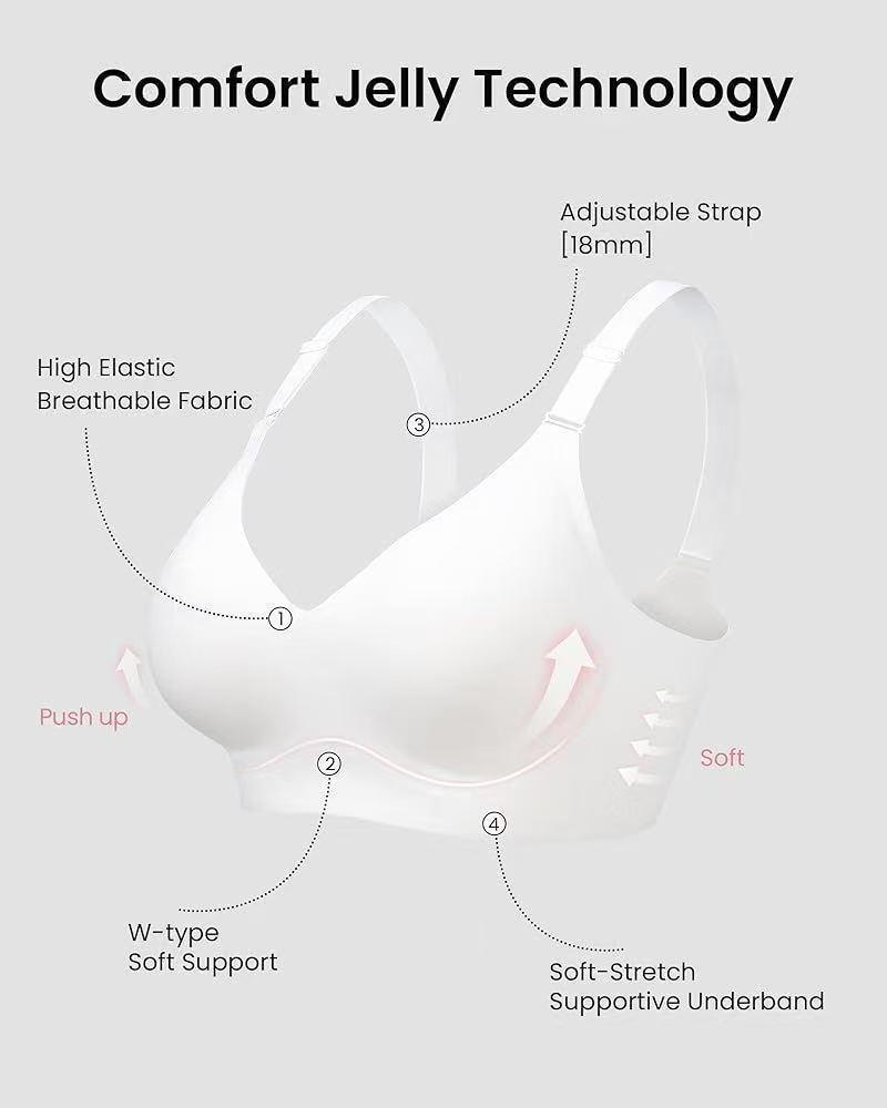 Seamless Push-up Bra with Thin Molded Cups & Adjustable Fit