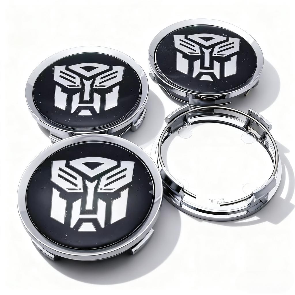 4pcs Transformers Logo Emblem Car Wheel Center Caps 74mm 69mm Wheels Hub Cap Decepticons Optimus Prime Badge Rim Hubcaps Cover