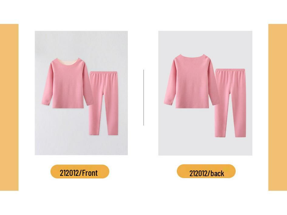 Детский термокомплект Осень/Зима 2025 – Теплый базовый слой однотонного цвета, пижама из двух частей с длинным рукавом и брюками