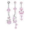 Pink Zircon Stainless Steel Butterfly Navel Rings For Women Heart Belly Button Rings Body Piercing Jewelry