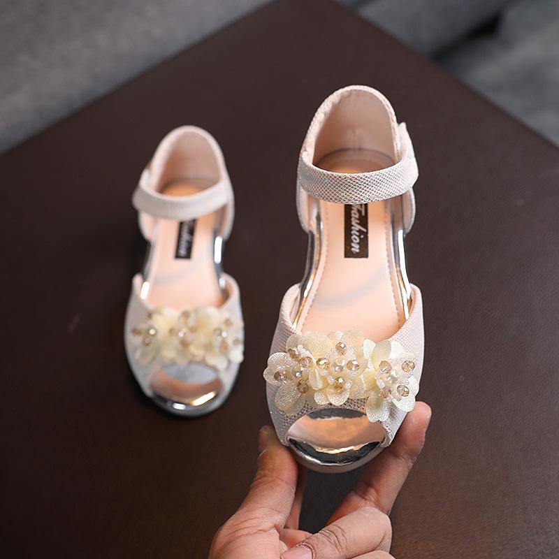 Туфли с цветами и стразами для девочек, модельные туфли на низком каблуке с цветочным принтом для свадебной вечеринки, туфли-лодочки, туфли принцессы для детей ясельного возраста