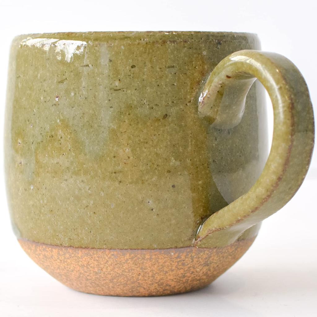 Bankoyaki Aigama "Esta" Rolling Mug, Approx. 210ml, Red Clay Bidro (Smoke Green), Microwave and Dishwasher Safe, Made in Japan, Model AGM-200016