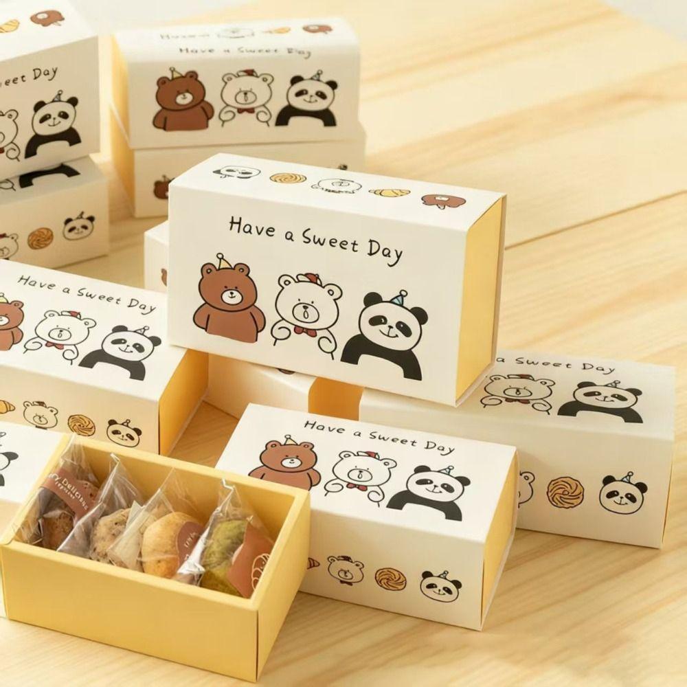 Cartoon Bear Drawer Box DIY Baking Packaging Boxes  for Biscuits Cookies Snowflake Crisps Candies