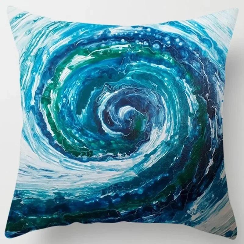 Blue Wave Pattern Cushion Cover Car Living Room Sofa Cushion Cover Luxury Home Decor Pillow Cover