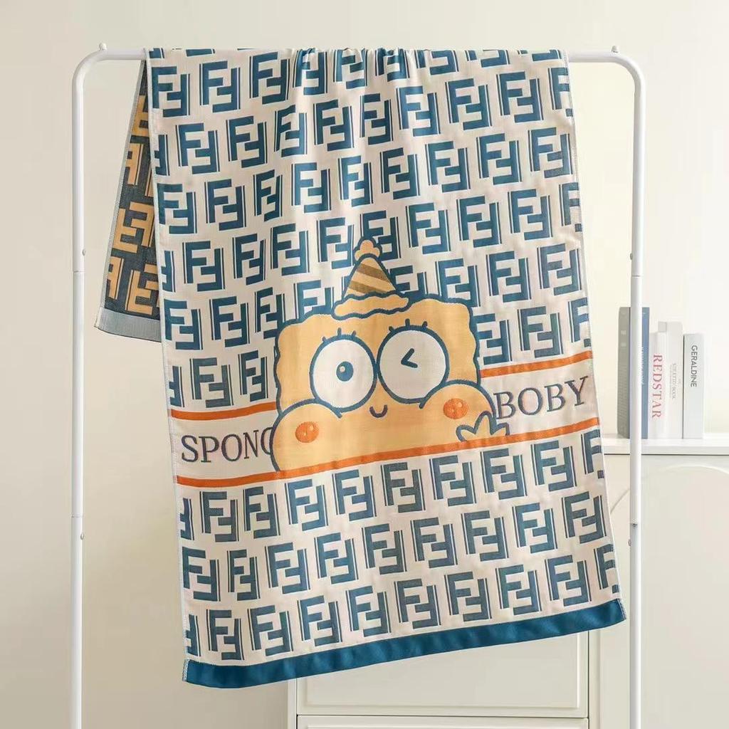 Extra Large Cotton Gauze Cartoon Bath Towel - Soft, Quick-Drying for Adults & Kids