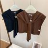 Korean-Style Cropped Wool Shawl for Women: Versatile Knit Scarf & Faux Collar Wrap