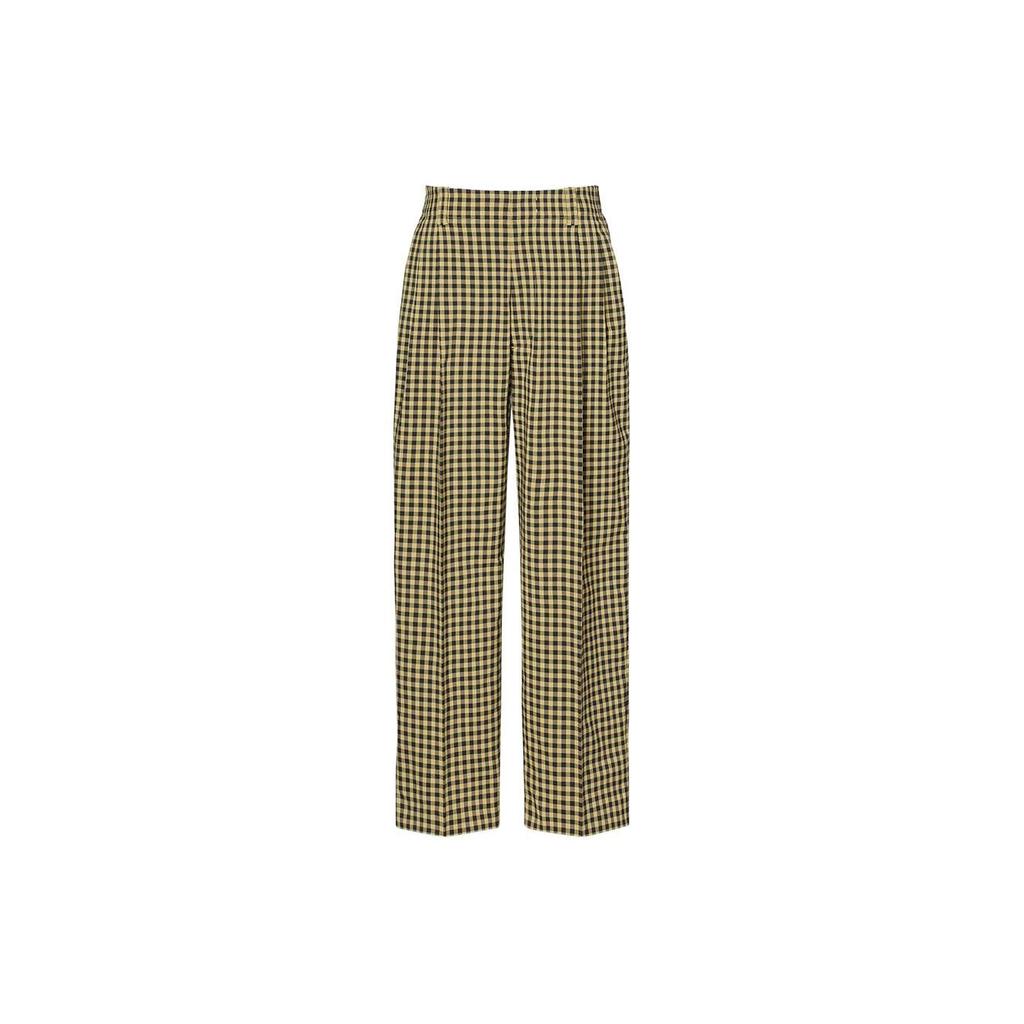 Uniqlo Широкие брюки в клетку с защипами X MARNI (Азия) Желтый Унисекс Уличная одежда 449641-42