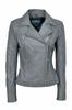 Handmade Leather Lambskin Stylish Women Jacket Gray Casual Biker Soft Fit