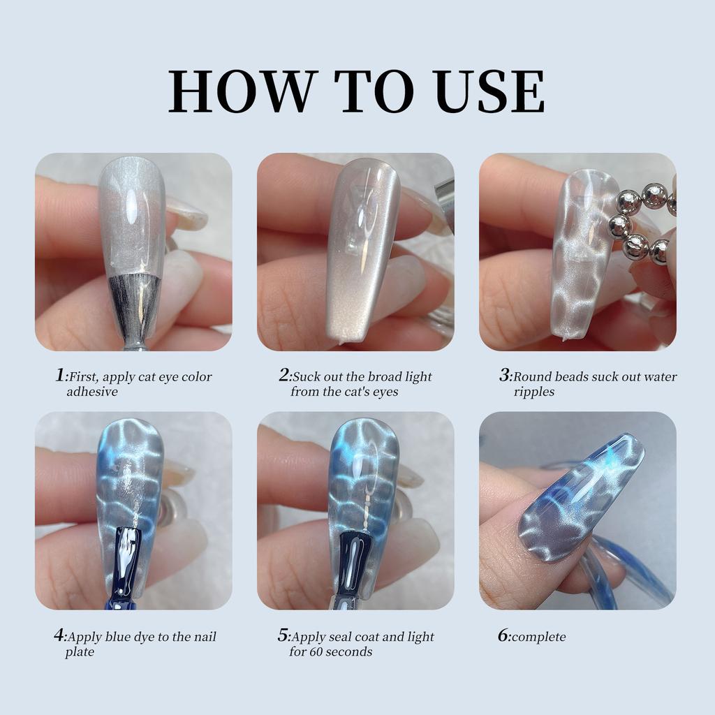 Круглые магнитные бусины для дизайна ногтей, ледяной цветок, кошачий глаз, сильный магнит, рябь на воде, магнит для маникюрных салонов