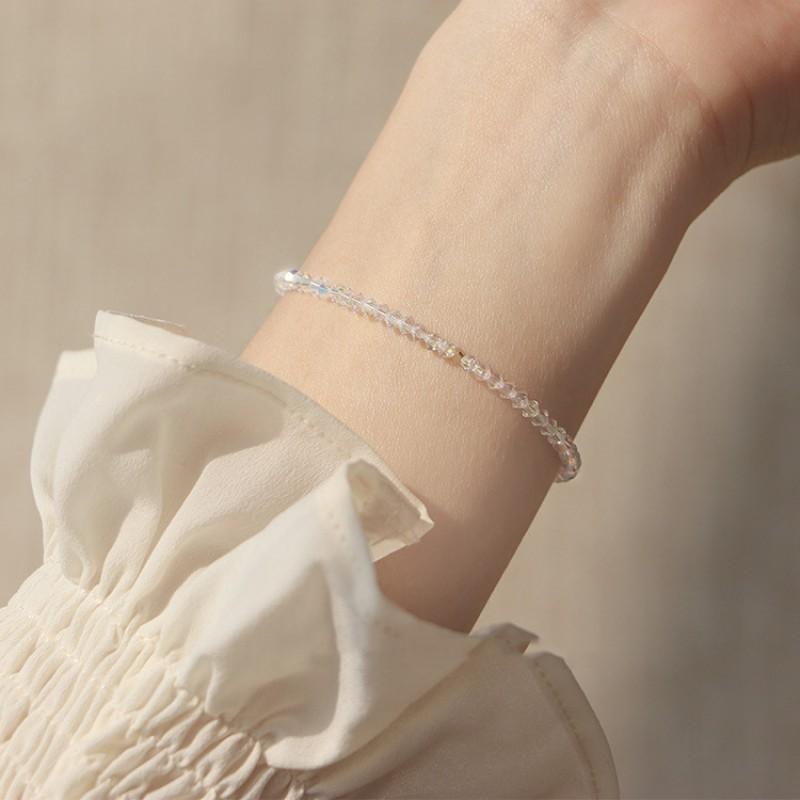 Ultra-Thin Austrian Crystal Bracelet Women Handmade Minimalist Stackable Jewelry Elegant Daily Wear Accessory