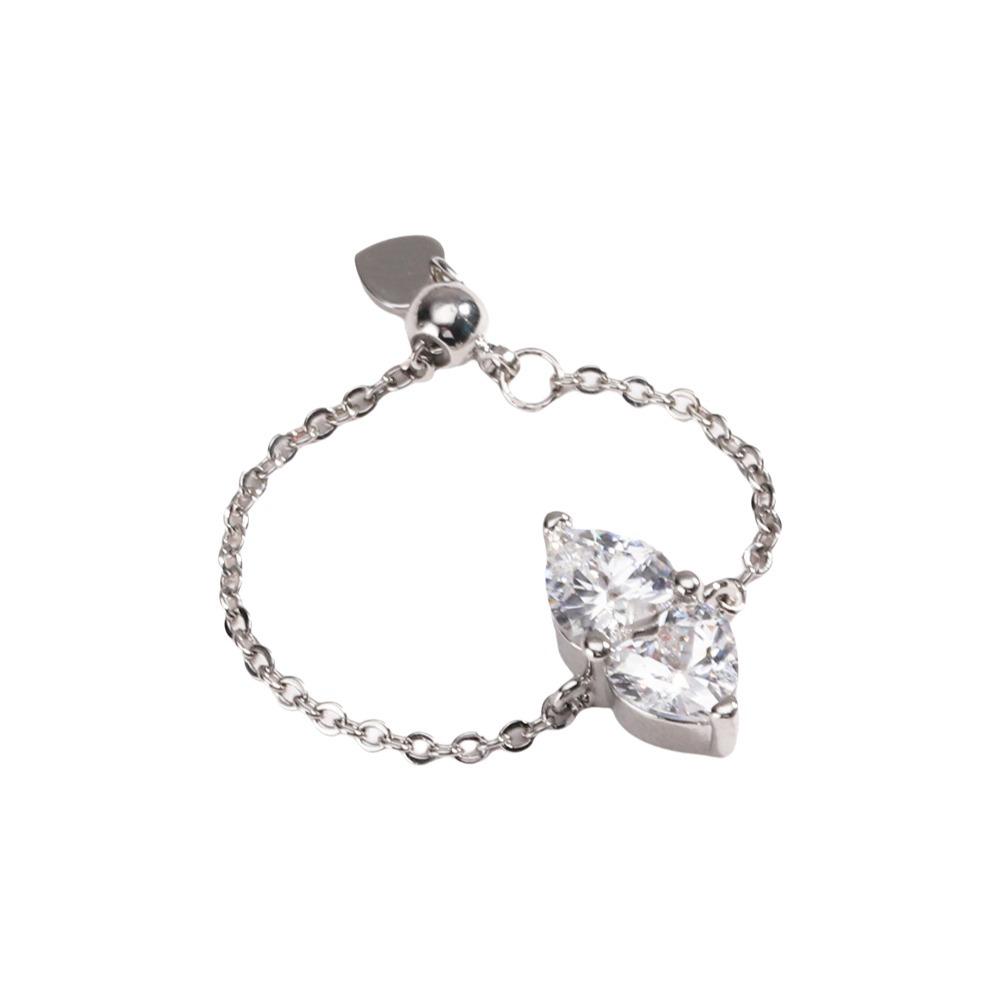 Exquisite Zirconia Chain Rings Minimalist Women Link Chain Ring Adjustable Chain Ring  Wedding