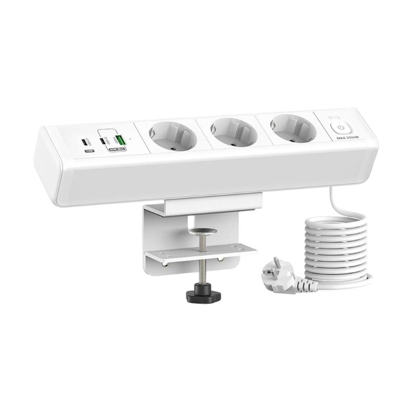 Стяжной кронштейн для удлинителей 3 розетки AC 3 порта USB PD18W/65W Хабы быстрой зарядки Кабель 1.8 метра для домашнего офисного стола