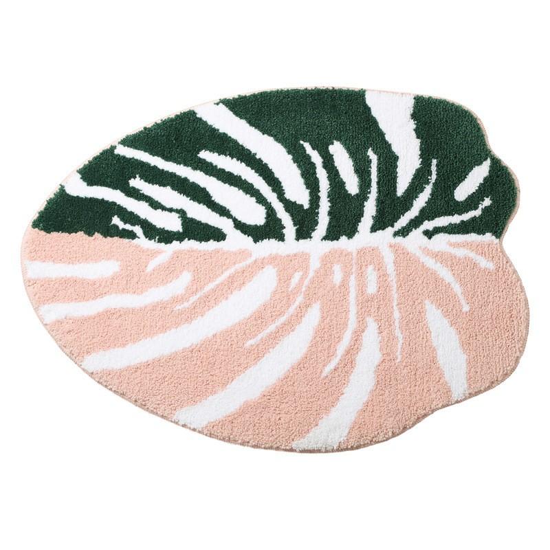 Nordic Style Plant Leaf Anti-Slip Bath Mat Bathroom Entrance Living Room Bedroom Soft Plush Rug