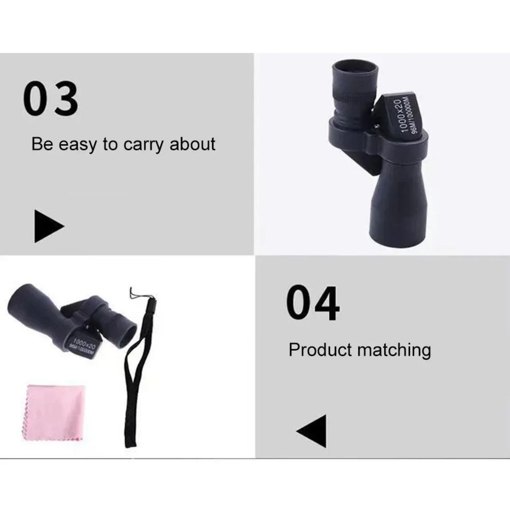 Portable Resin Mini Pocket Monocular Telescope 1000x20 High Magnification Zoom Outdoor Fishing Telescope for Hunting Camping