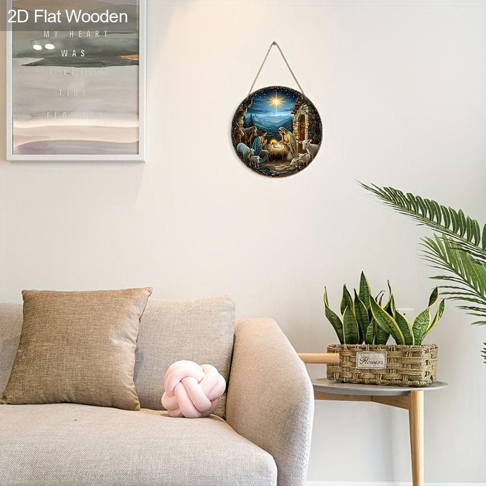 Holy Night Nativity Scene Pendant, Decoration of Home Walls or Doors, 2d Flat Wooden, Christmas Decoration, Gifts for Friends and Family