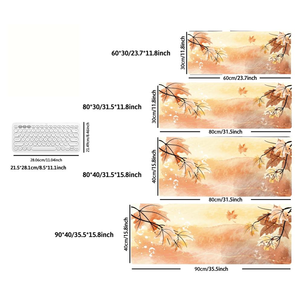 XXL Golden Maple Leaf Large Mousepad Stained Glass Autumn Foliage Deskmat Non-Slip Rubber Gaming Pc Keyboard Gamer Mouse Mats