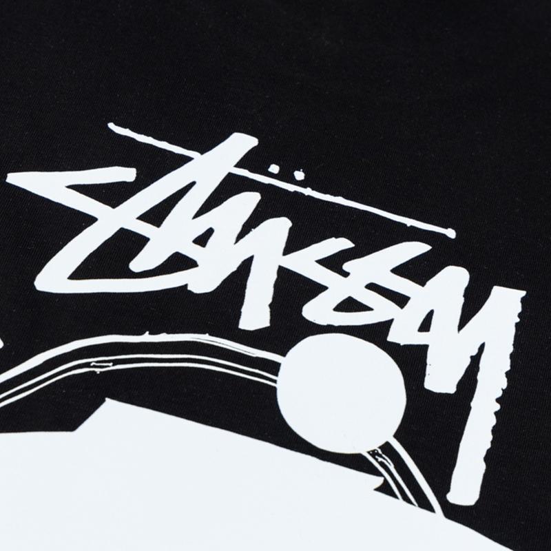 Stussy Летняя новая футболка с круглым вырезом из высококачественного хлопка 2025 года для мужчин и женщин с принтом доски для серфинга, парная футболка