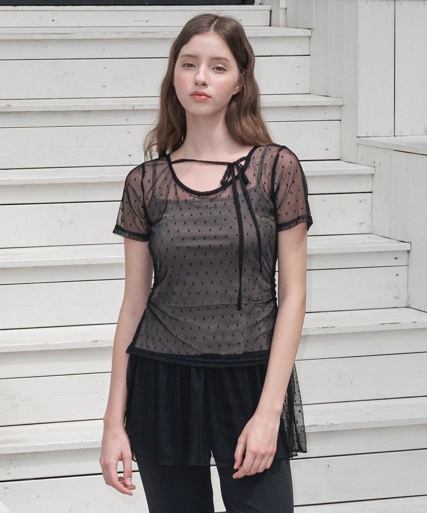 Micene Loose Mesh Tee-Mini Dress Set