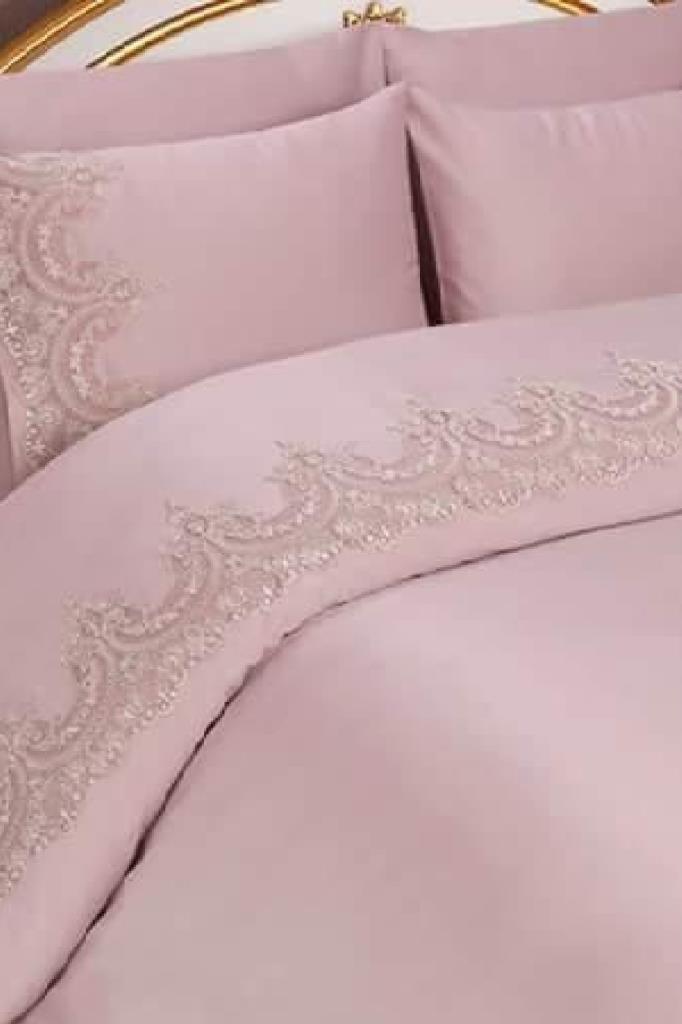 Комплект пододеяльников из французского гипюра «Султаны» - Пудра