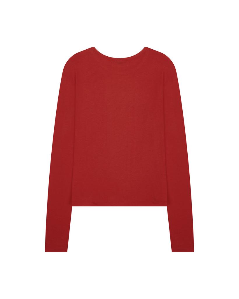 GUVO Layered Round Long Sleeve T-Shirt, Red