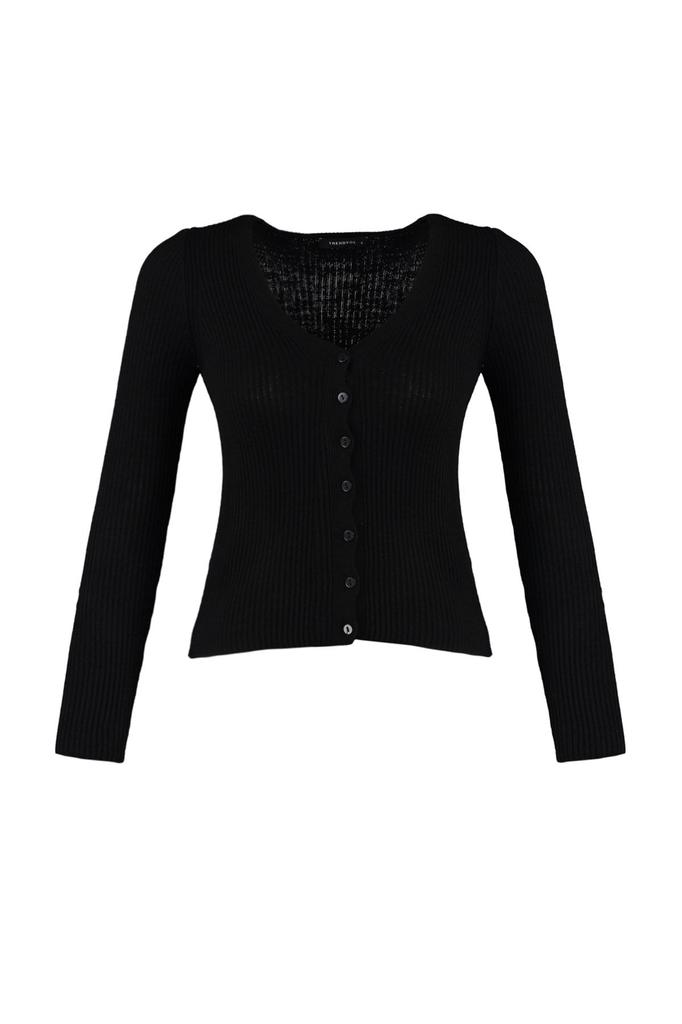 Женский кардиган в элегантном стиле, черный базовый трикотаж с v-образным вырезом, кардиган, трикотаж, кардиган