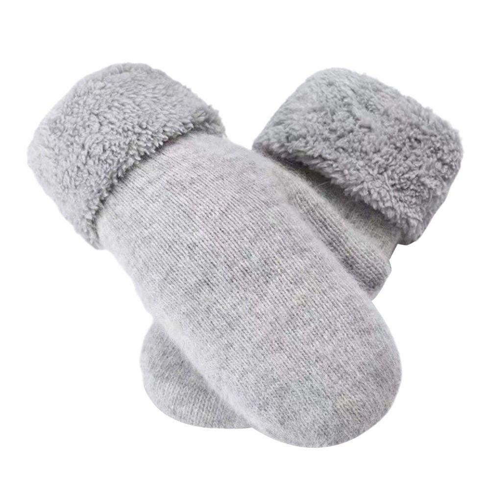 Wool Cashmere Plush Mittens Thicken Winter Hand Protection Solid color Full Finger Gloves  Driving