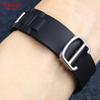 Силиконовый ремешок для часов с ремешком из нержавеющей стали для автомобильных часов, ремень, выпуклый 20*10 мм, резиновый ремешок для часов, браслет на запястье
