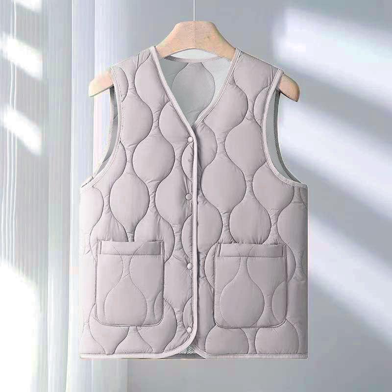 Spring, Autumn and Winter Down Cotton Vest Women's Light and Warm Vest Vest Loose Short Cotton Jacket Liner Elderly Man