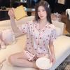 High-value girl love summer new princess style short-sleeved ice silk thin loungewear suit can be worn outside