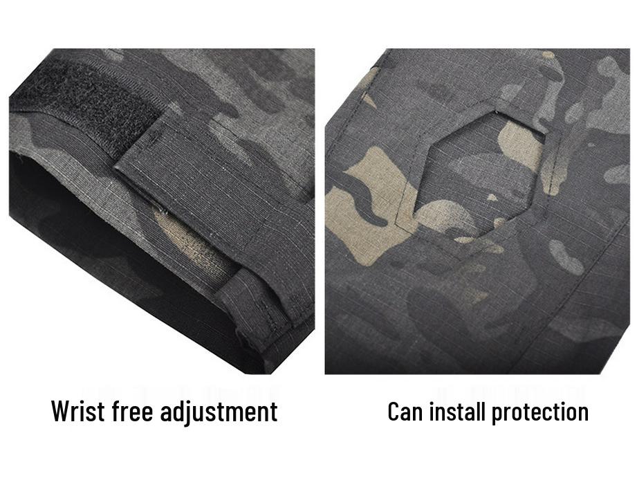 Plus-Size Tactical Camouflage Long-Sleeve Frog Suit Set (No Protective Gear)