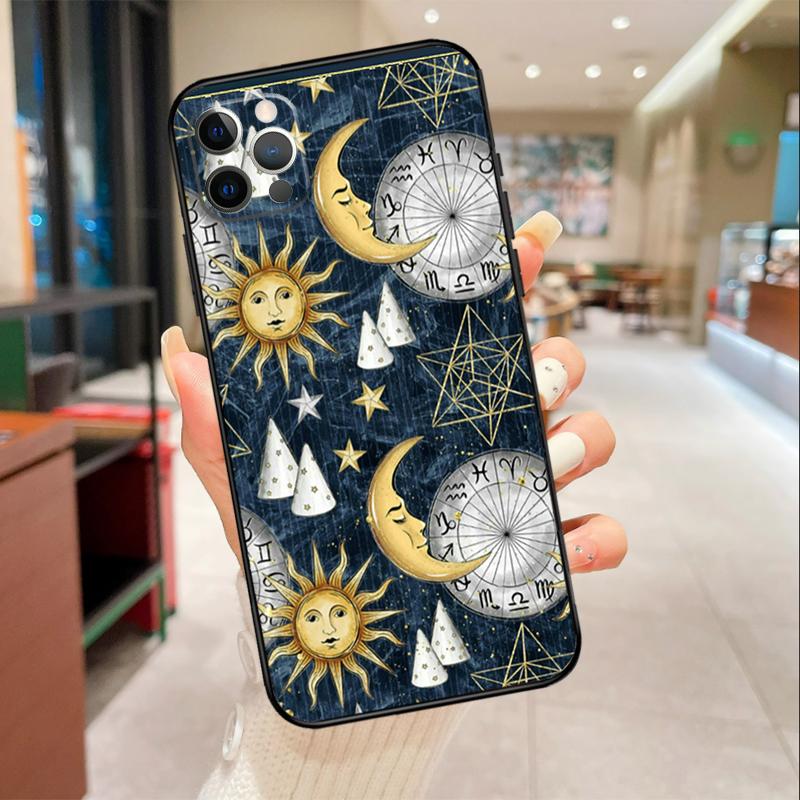 Эстетичный чехол для телефона 'Солнце и Луна' для iPhone 17 Air 16 14 13 11 15 Pro Max mini 15 16 Plus 16e Защитная крышка