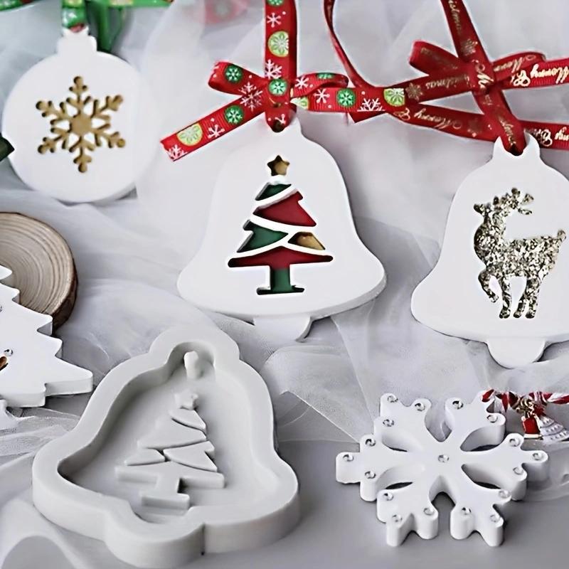 Variety Perforated Christmas Tree Snowflake Elk Bell Scented Gypsum Diffuser Tags Christmas Pendants Epoxy Resin Molds for