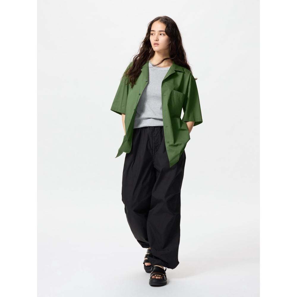 Uniqlo Рубашка из модального хлопка с открытым воротником и коротким рукавом 