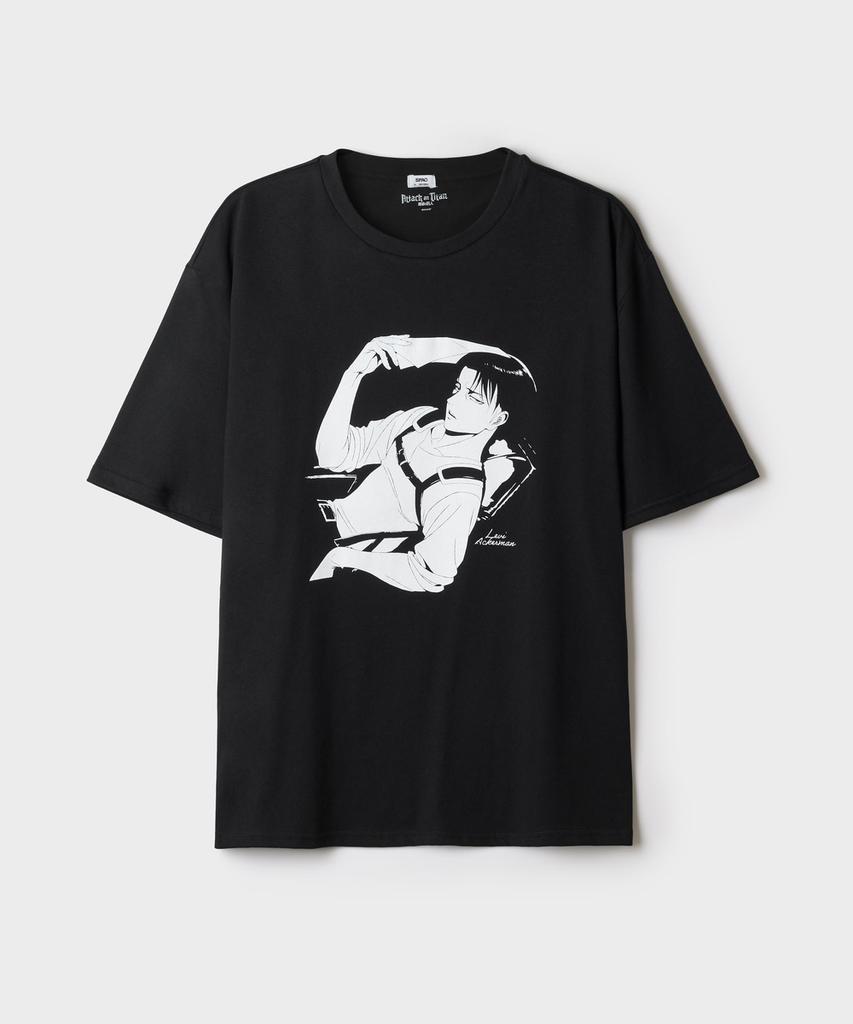 SPAO [Атака титанов] Футболка с коротким рукавом (черный)_Sprlg49U02
