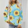 Women's Fashion Flower Printing Round Neck Sweater Top