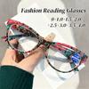 Stylish Cat Eye Reading Glasses Women Men Vintage Retro Flora Printed Eyewear Trendy Ultralight Presbyopia Plus Diopters